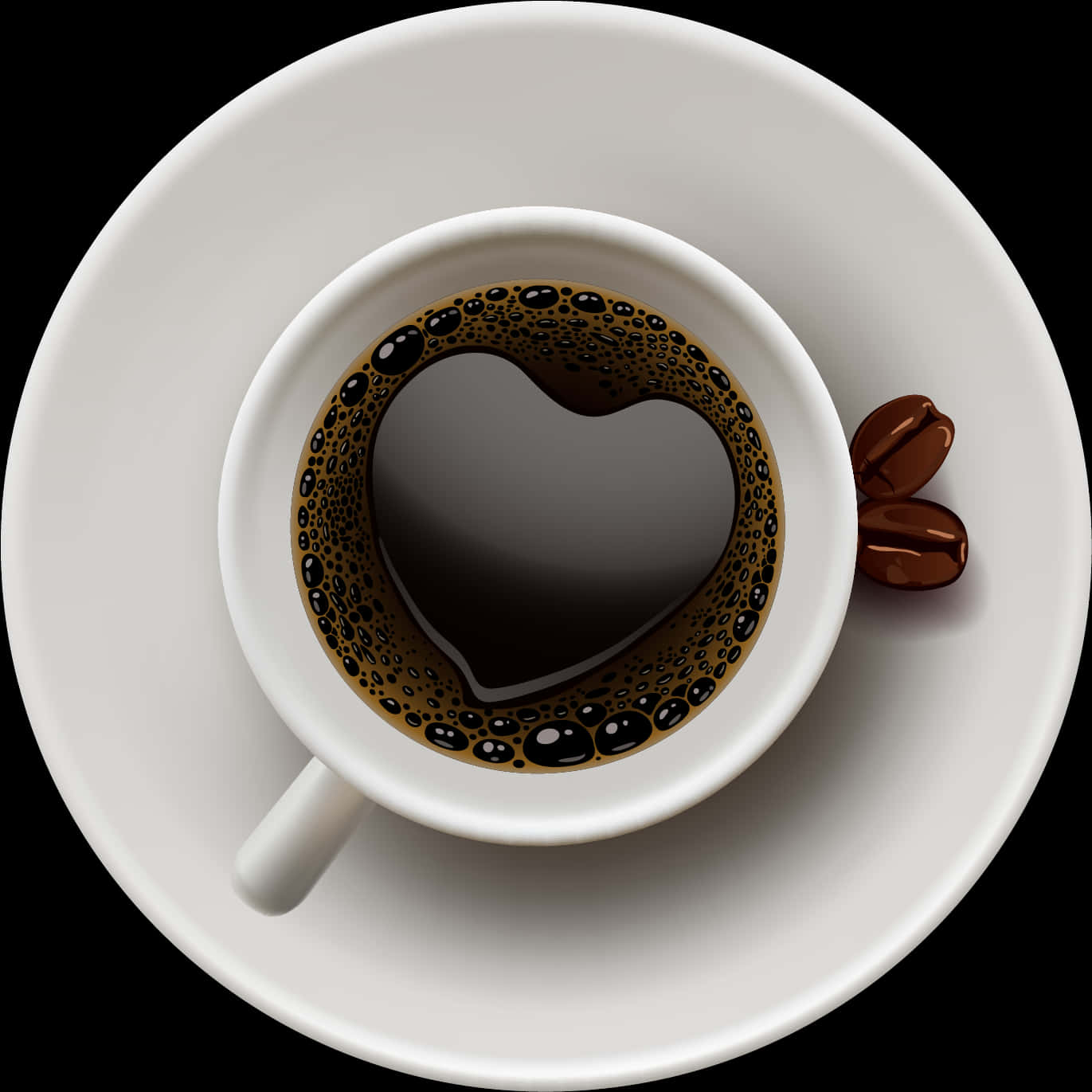 Heart Shaped Coffee Bubbles Cup PNG Image