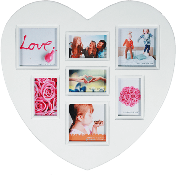 Heart Shaped Collage Photo Frame PNG Image