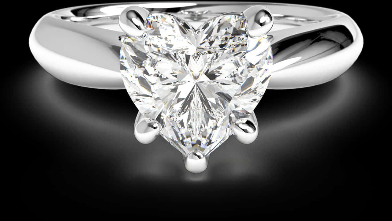 Heart Shaped Diamond Engagement Ring PNG Image