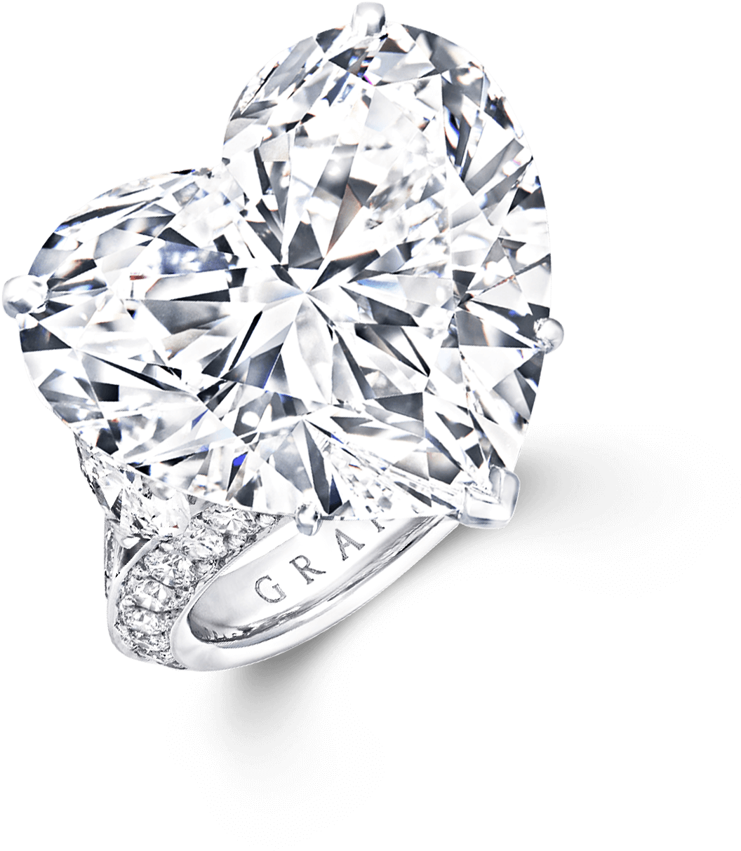 Heart Shaped Diamond Ring Sparkle PNG Image