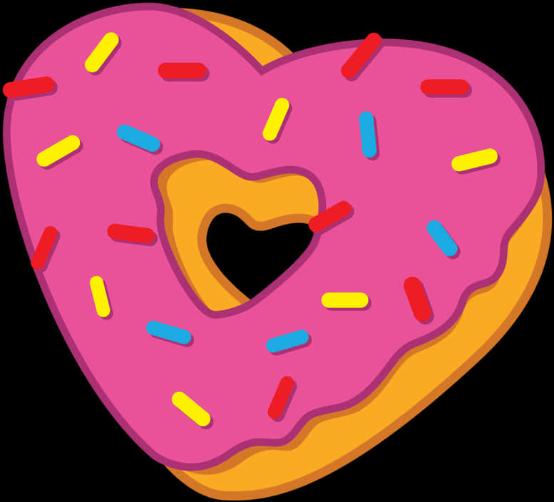 Heart Shaped Donut Illustration PNG Image