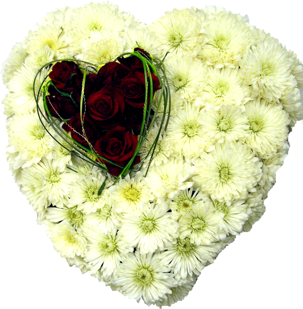 Heart Shaped Floral Tribute Funeral PNG Image