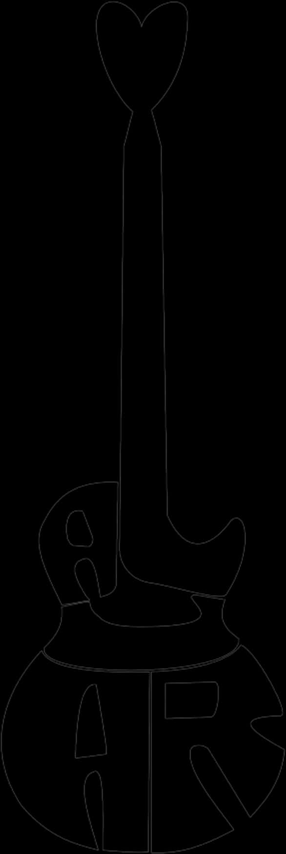 Heart Shaped Guitar Tattoo Design PNG Image