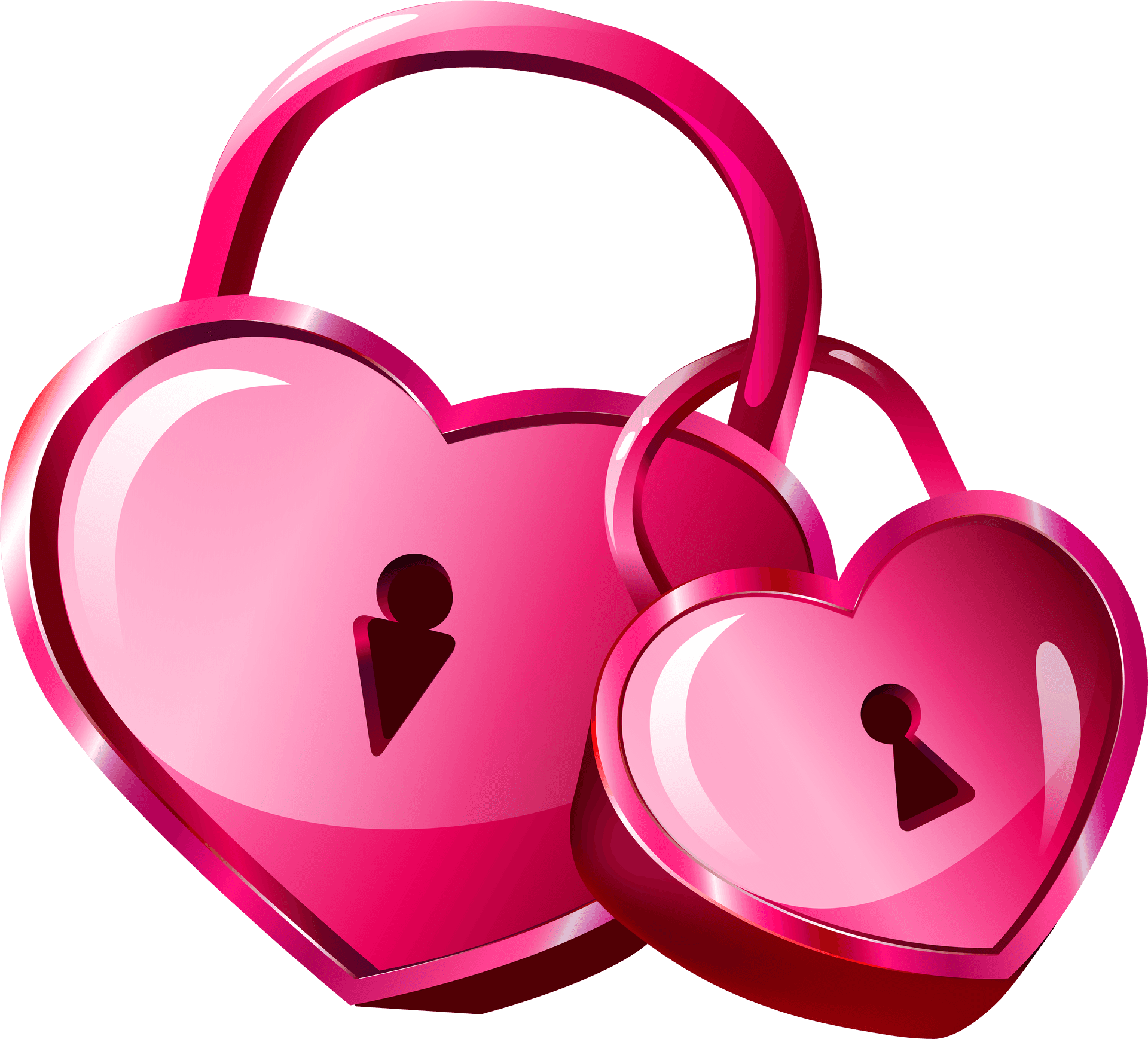 Heart Shaped Pink Padlocks PNG Image