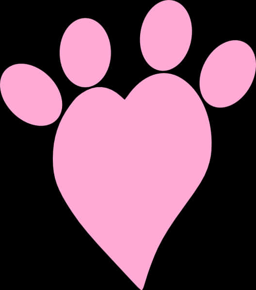 Heart Shaped Pink Paw Print PNG Image