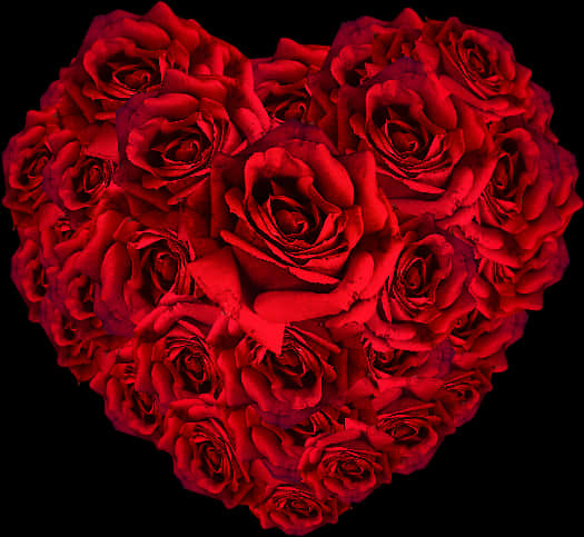 Heart Shaped Red Roses Bouquet PNG Image