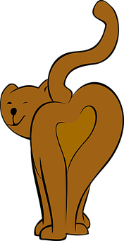 Heart Tail Cat Illustration PNG Image