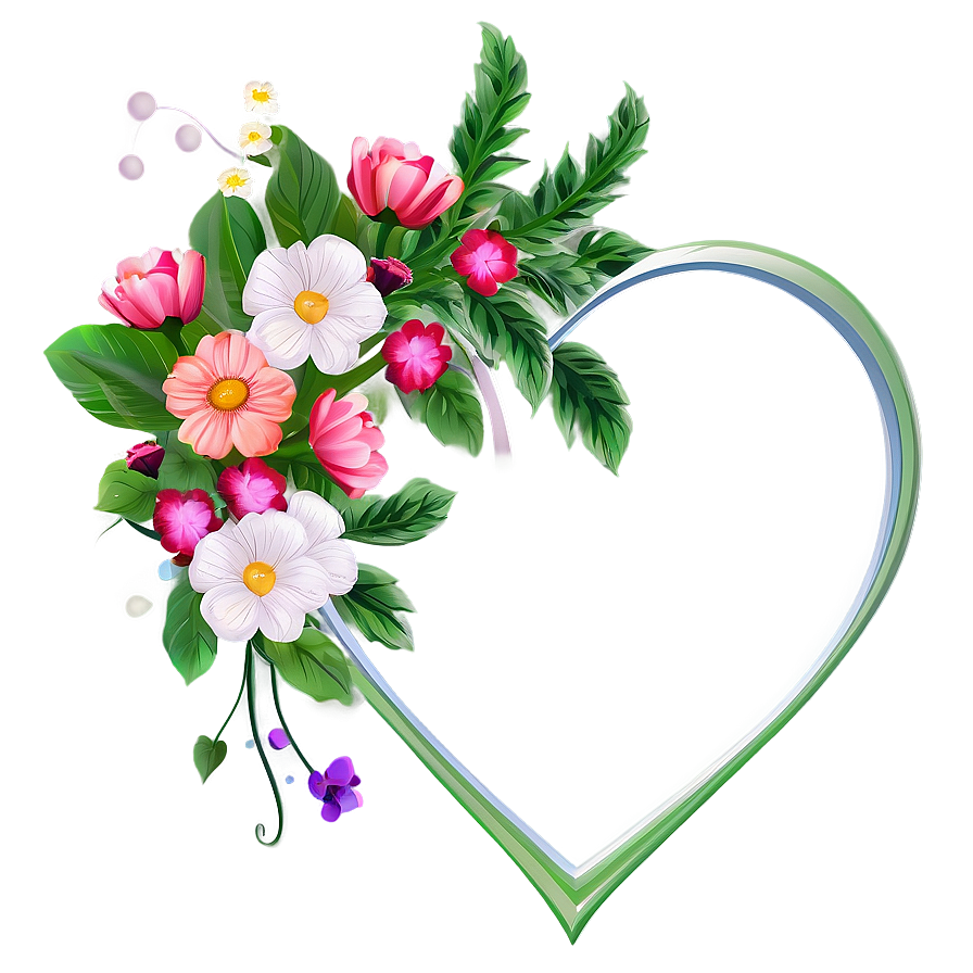 Heart With Flowers Transparent Png Aoj67 PNG Image