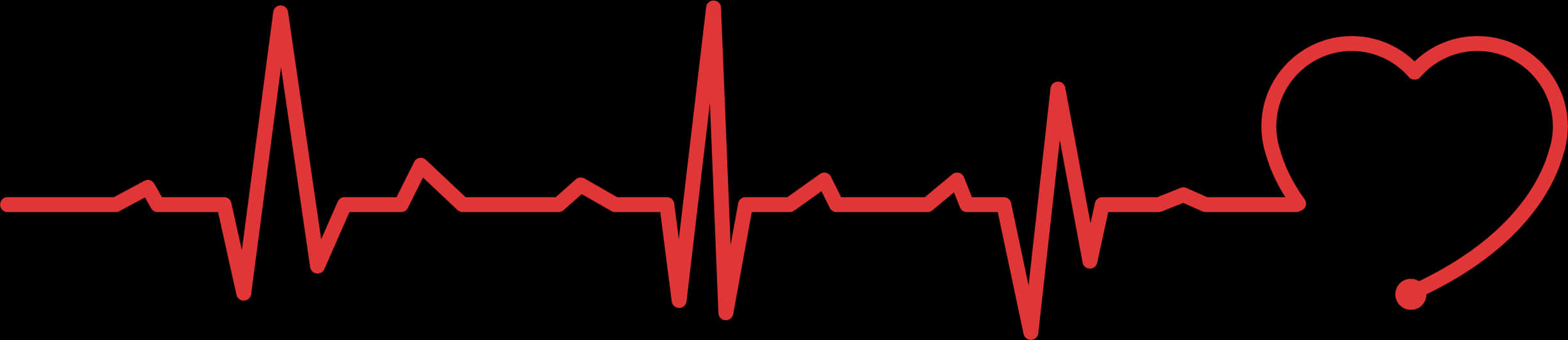 Heartbeat Electrocardiogram Line With Heart Shape PNG Image