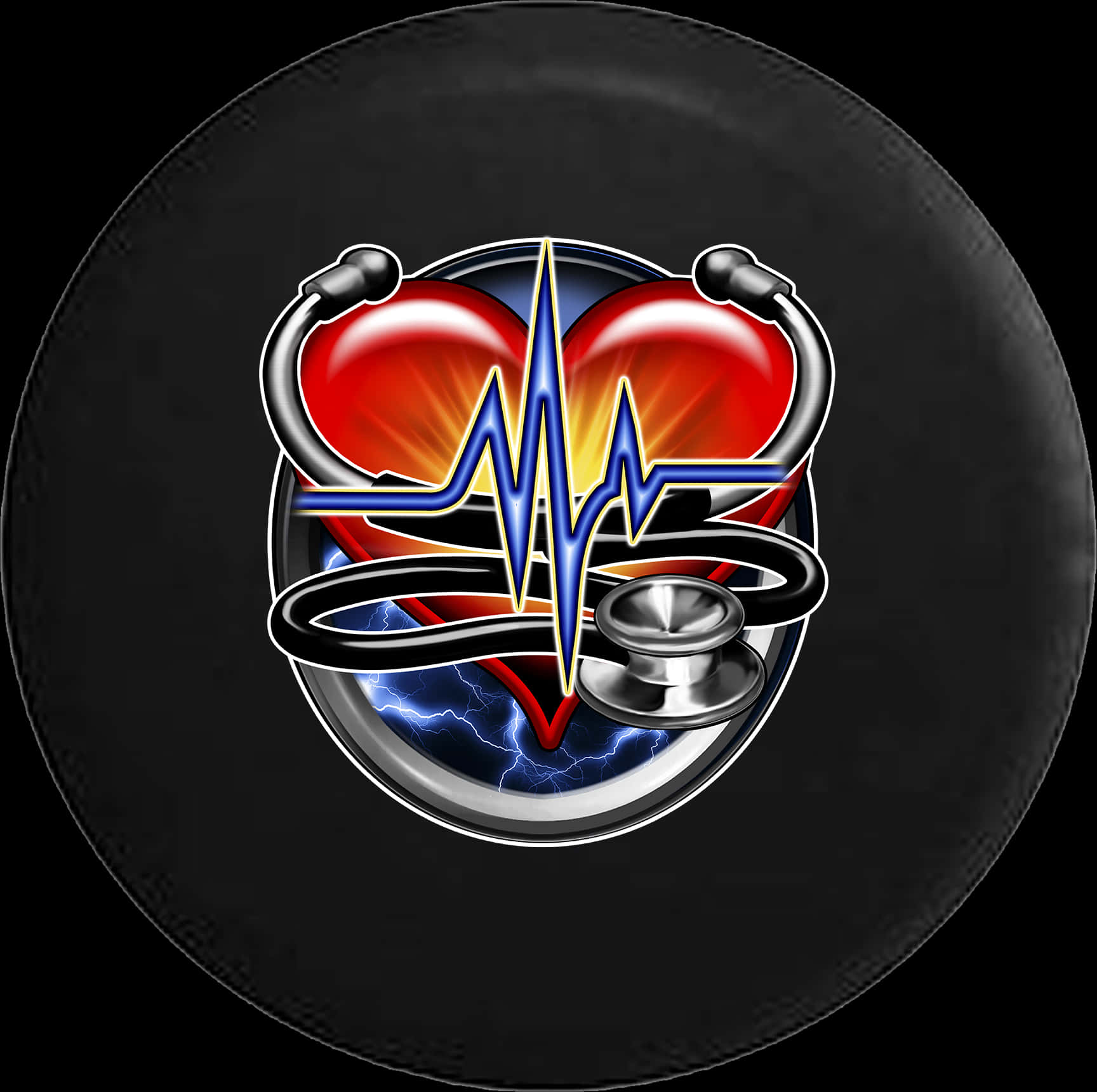 Heartbeat Stethoscope Artwork PNG Image