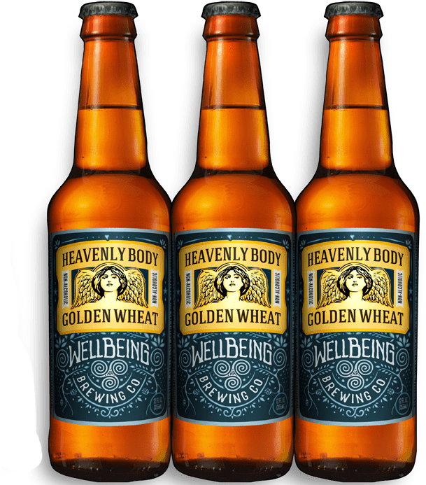 Heavenly Body Golden Wheat Beer Bottles PNG Image