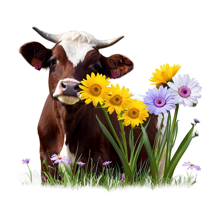 Heifer With Flowers Png Wgj PNG Image