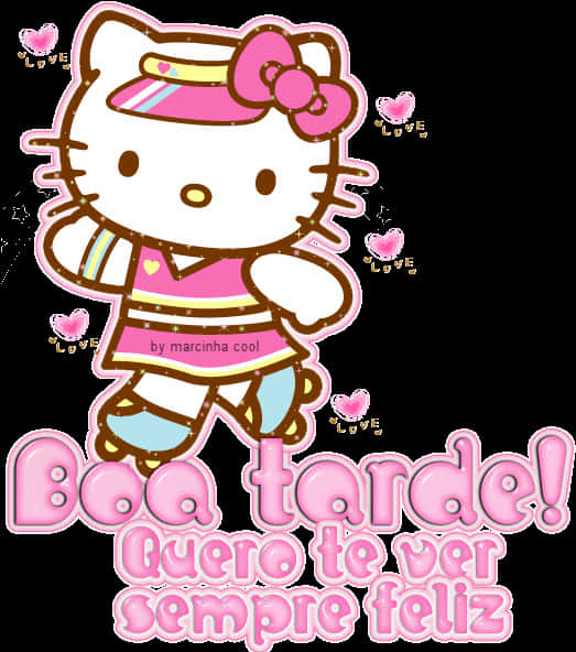 Hello Kitty Boa Tarde Wish PNG Image