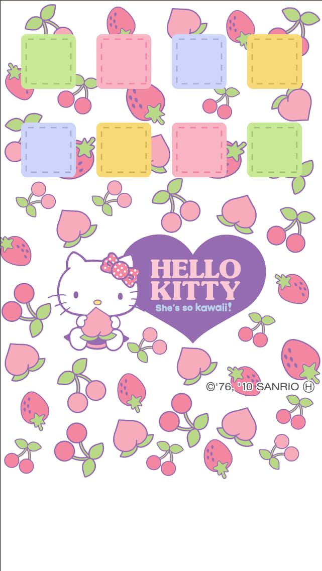 Hello Kitty Kawaii Fruit Pattern PNG Image