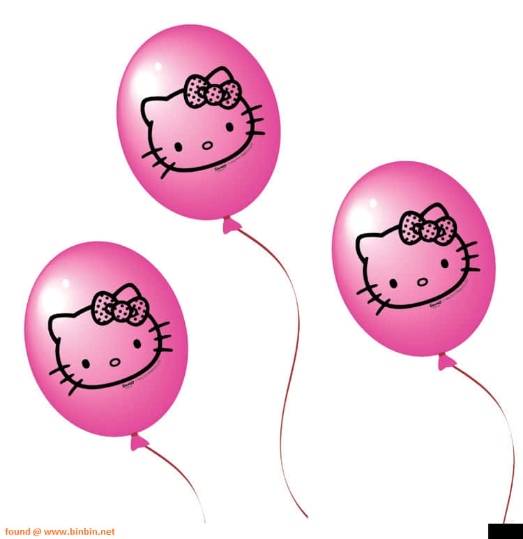 Hello Kitty Pink Balloons PNG Image