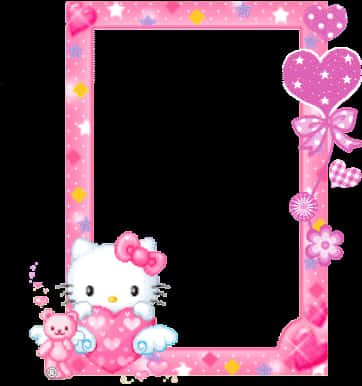 Hello Kitty Pink Heart Frame PNG Image