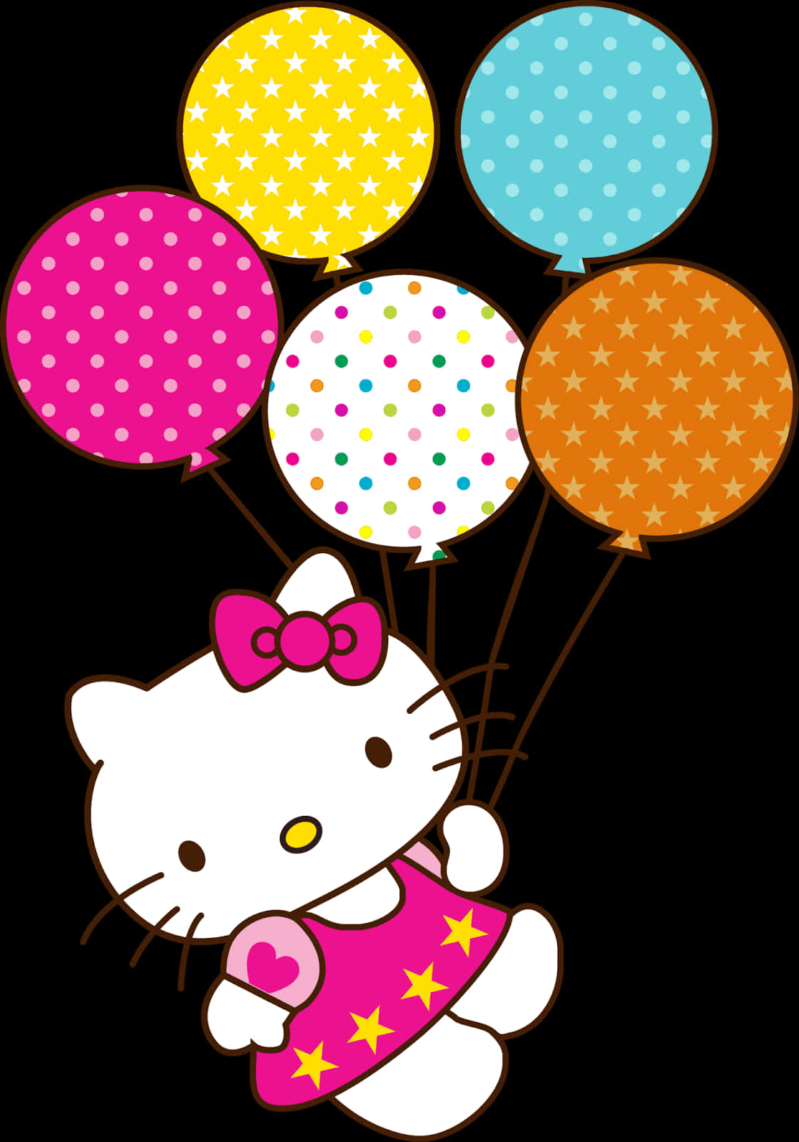 Hello Kitty With Balloons PNG Image