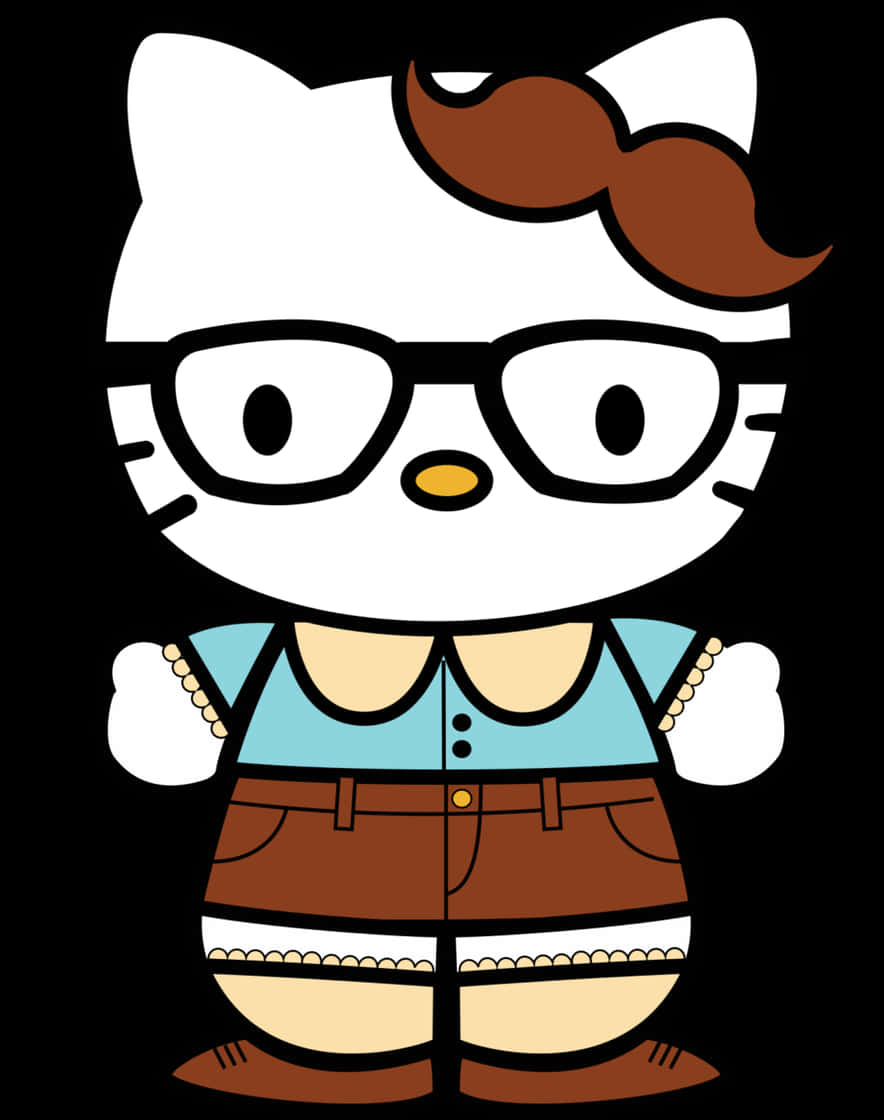 Hello Kittyin Hipster Outfit PNG Image