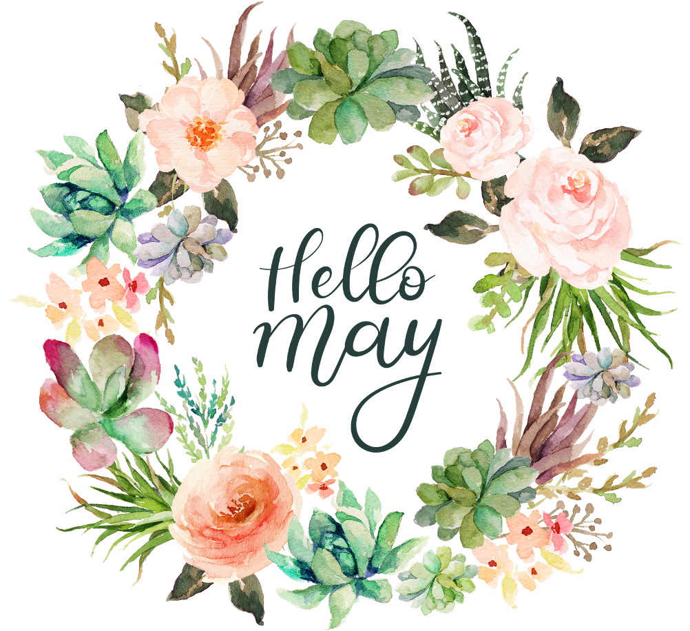 Hello_ May_ Floral_ Wreath PNG Image