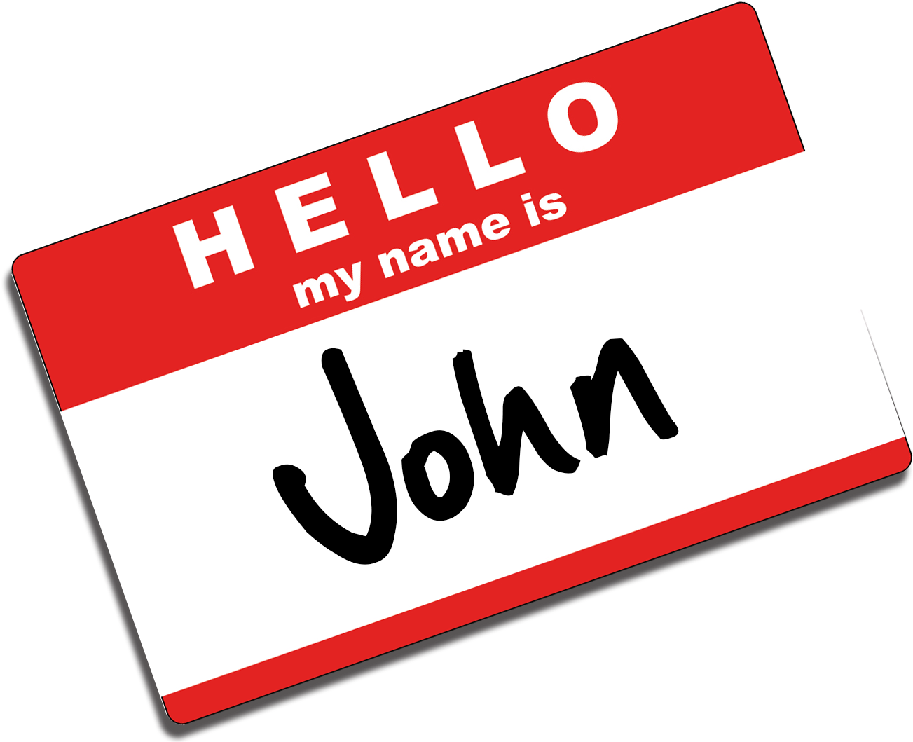 Hello My Name Is John Name Tag PNG Image