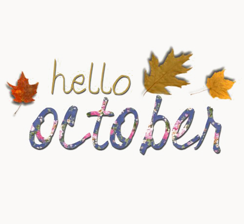 Hello October Autumn Greeting PNG Image