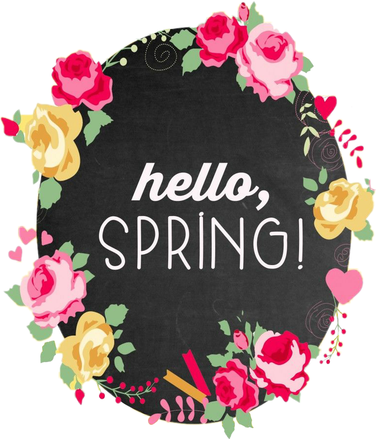 Hello Spring Floral Design PNG Image