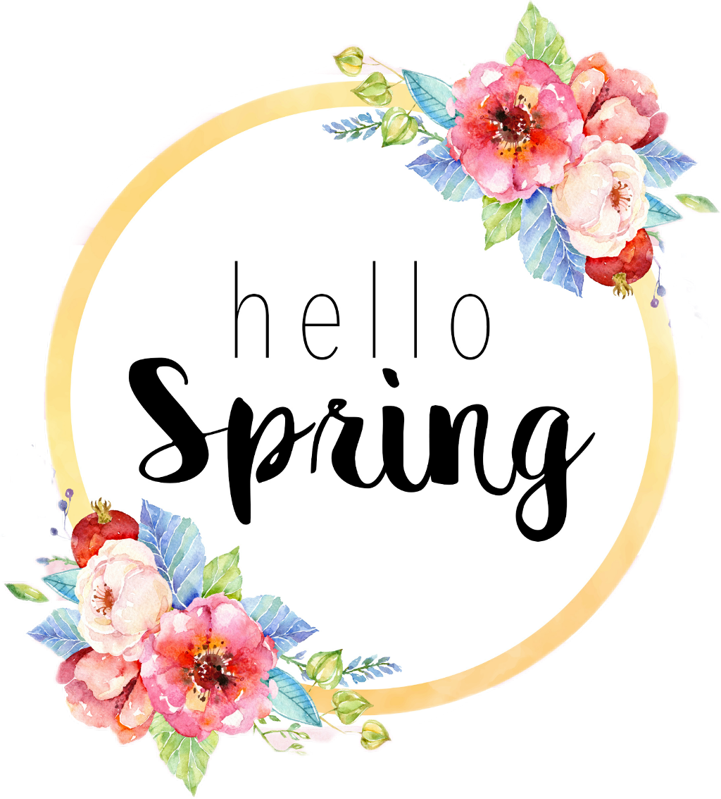 Hello Spring Floral Greeting PNG Image