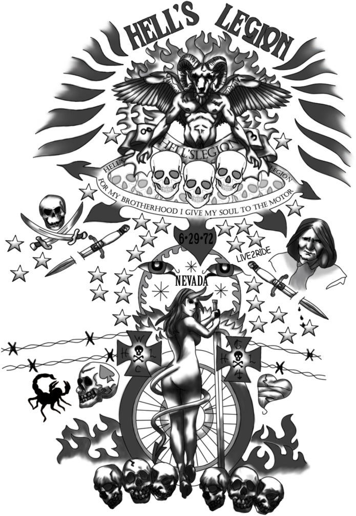 Hells Legion Biker Tattoo Design PNG Image