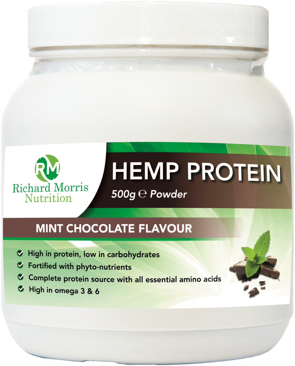 Hemp Protein Powder Mint Chocolate Flavor PNG Image