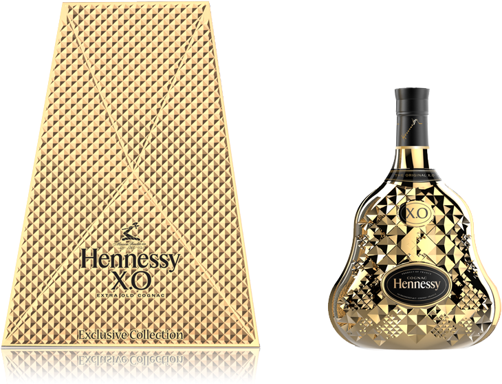 Hennessy X O Exclusive Collection Bottleand Box PNG Image