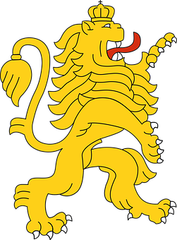 Heraldic Golden Lion Illustration PNG Image