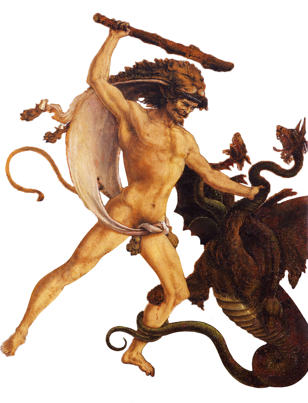 Hercules Battling Hydra Mythology Artwork PNG Image