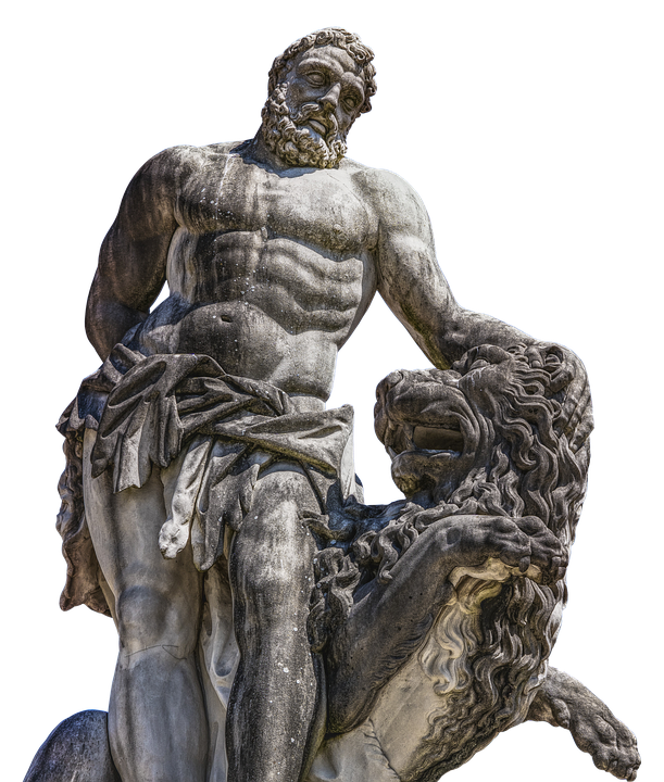 Herculesand Nemean Lion Statue PNG Image