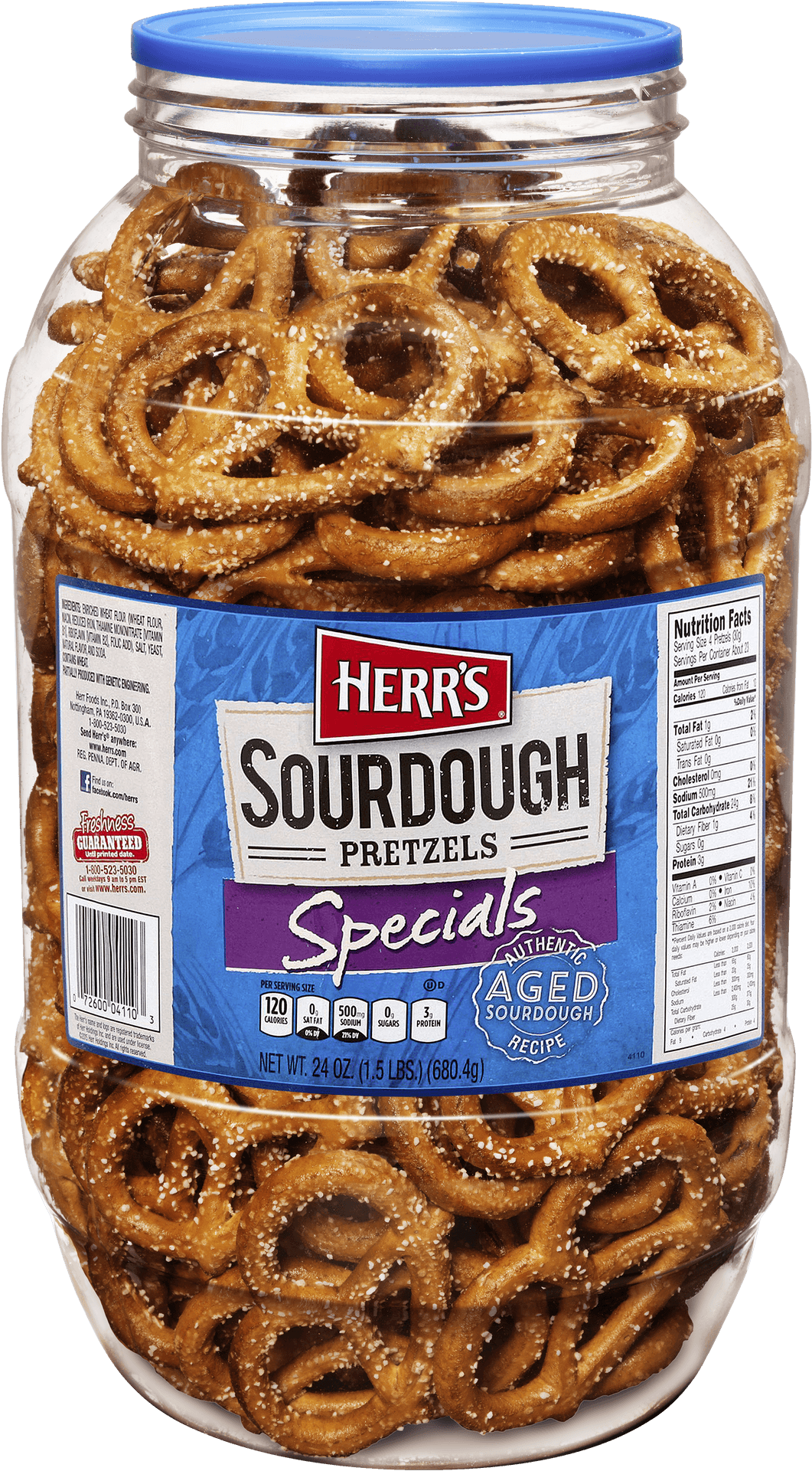 Herrs Sourdough Pretzels Jar PNG Image