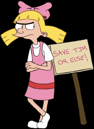 Hey Arnold Character Protest Sign PNG Image