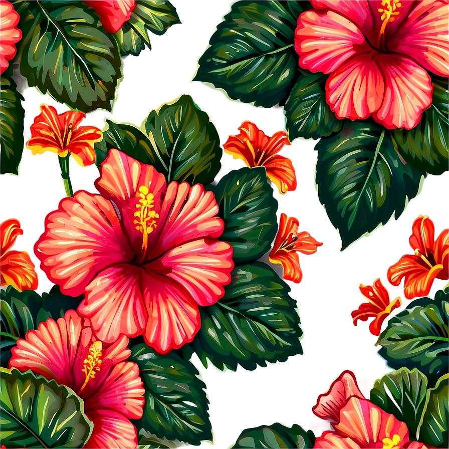 Hibiscus Pattern Png Cgt76 PNG Image