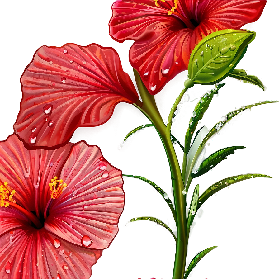 Hibiscus With Dew Png Yhc PNG Image