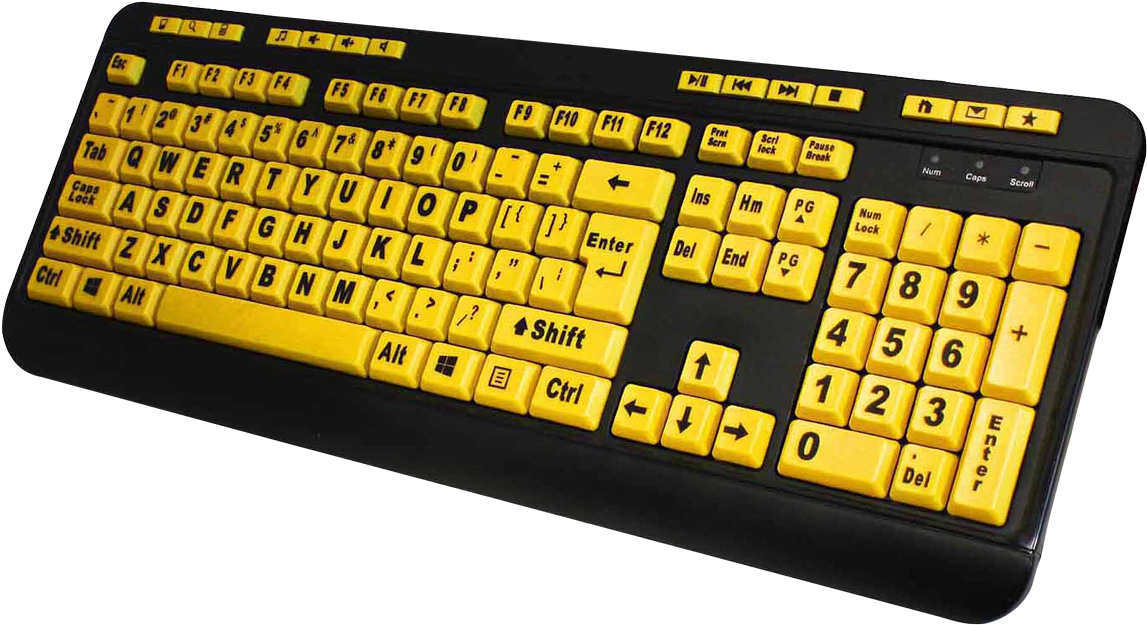 High Contrast Yellow Black Keyboard PNG Image