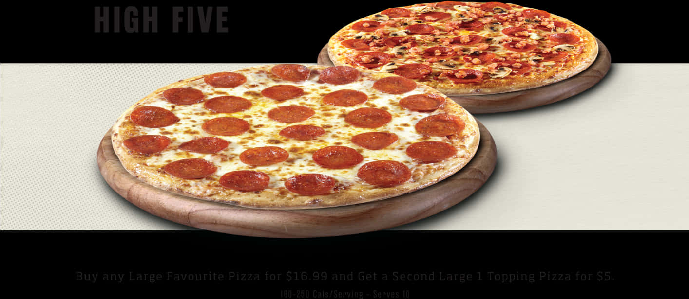 High Five Pepperoni Pizza Promotion PNG Image