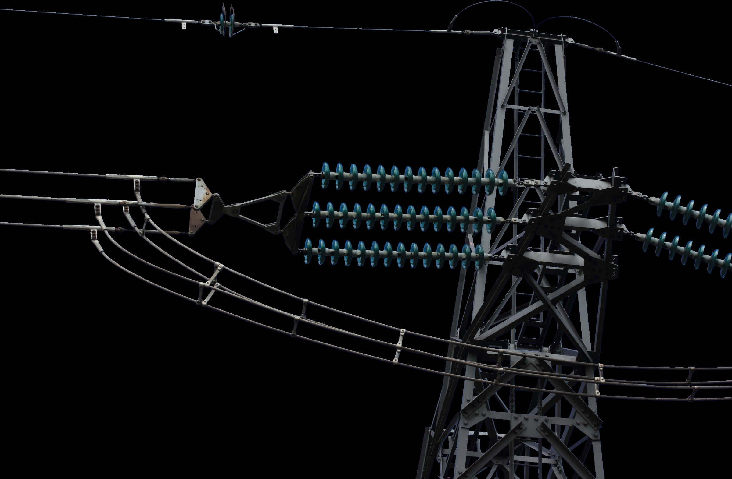 High Voltage Power Linesand Tower PNG Image