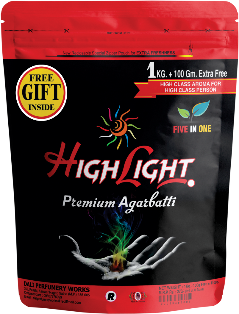 Highlight Premium Agarbatti Packaging PNG Image