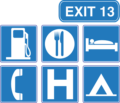 Highway Exit Services Signs PNG Image