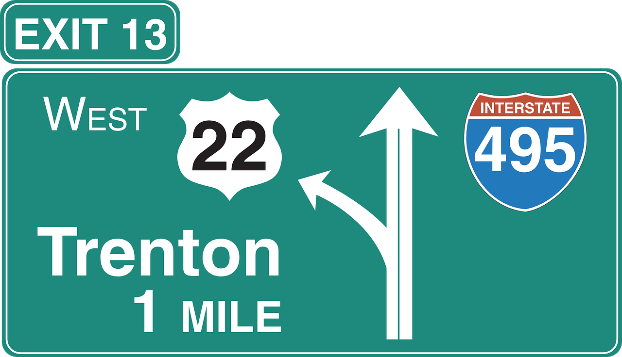 Highway Exit Sign Exit13 West22 Trenton Interstate495 PNG Image