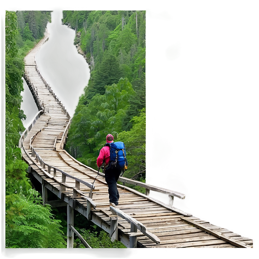 Hiker On Trail Bridge Png Nsh PNG Image