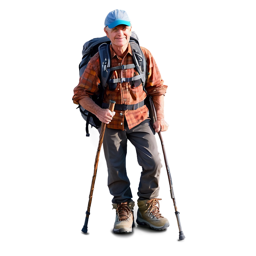 Hiker With Walking Stick Png Fqe24 PNG Image