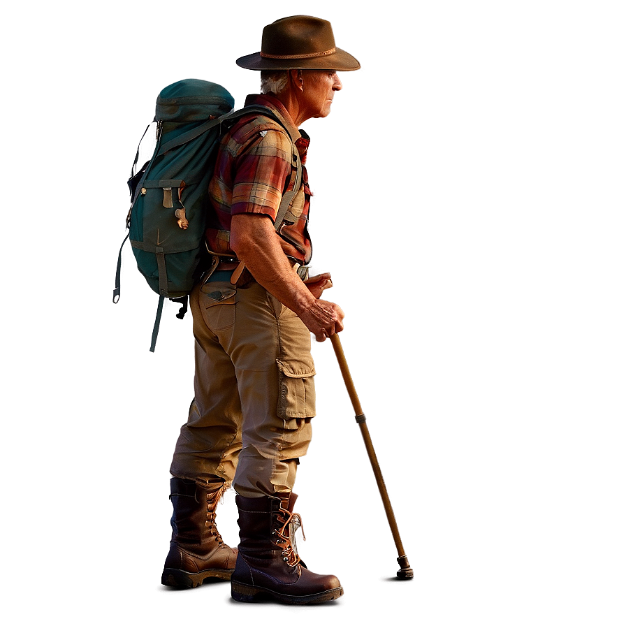 Hiker With Walking Stick Png Xqs PNG Image