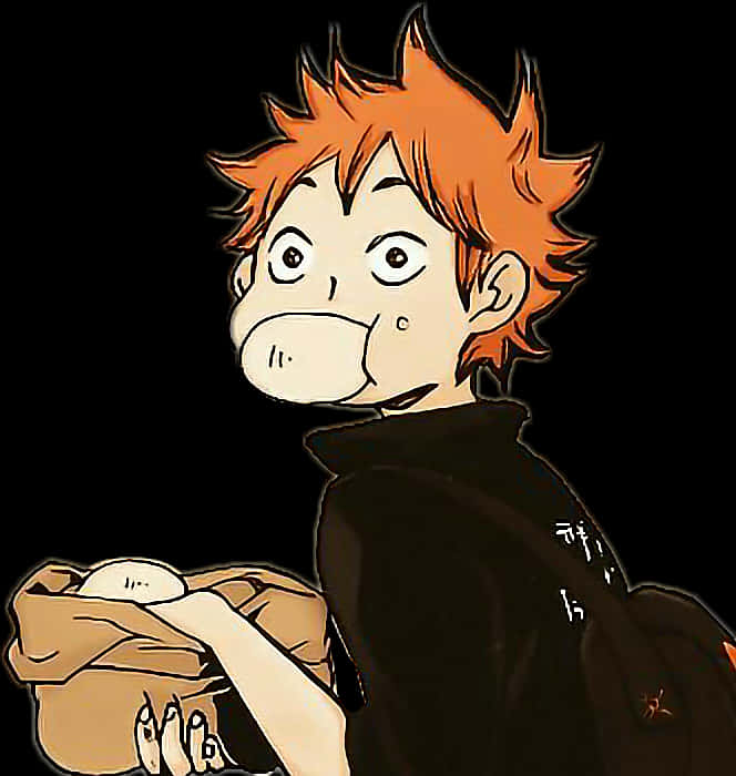 Hinata_ Shoyo_ Holding_ Bread PNG Image