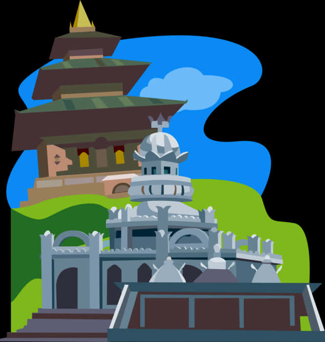 Hindu_ Temple_ Illustration_ Vector PNG Image