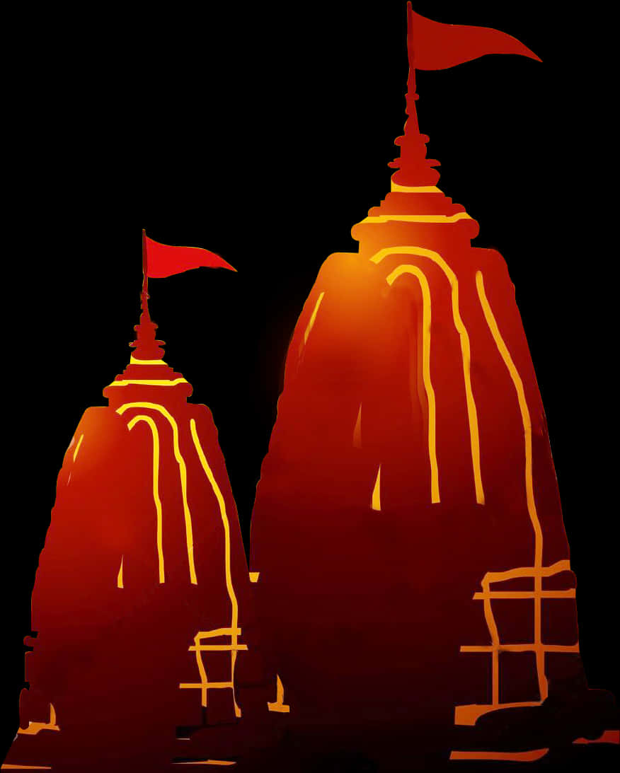 Hindu Temple Silhouette Art PNG Image