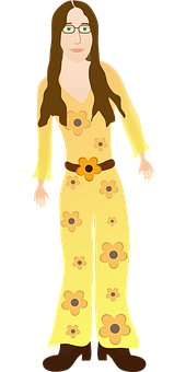 Hippie Fashion Cartoon Character PNG Image